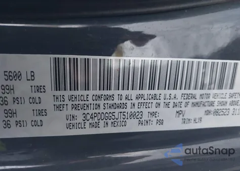 2018 Dodge Journey Crossroad Awd из США, поврежденный, VIN 3C4PDDGG5JT510023